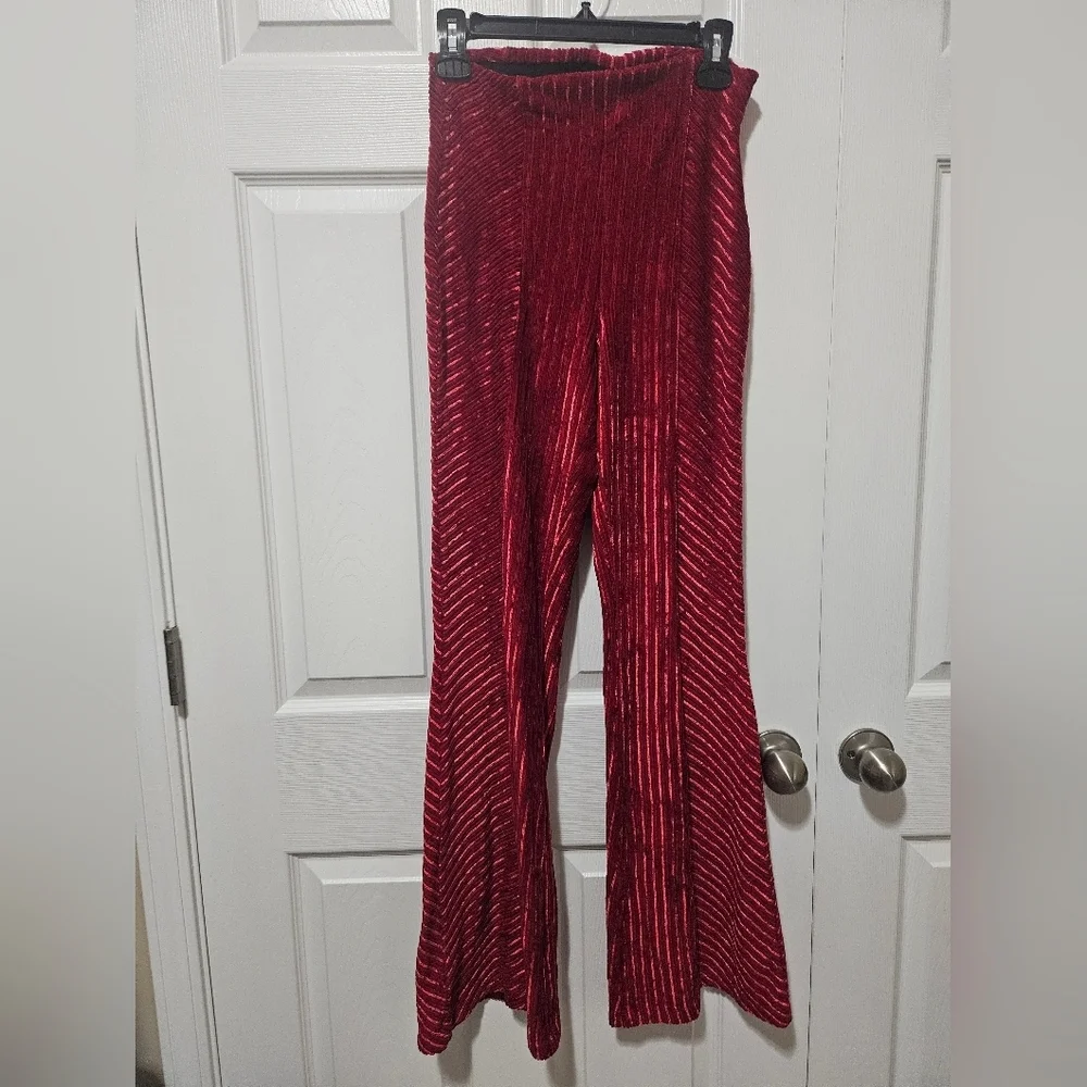 Free People Ribbed Velvet Flare Pants S
